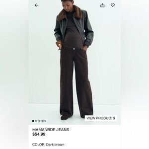 H&M Dark Brown Wide-Leg Maternity Jeans